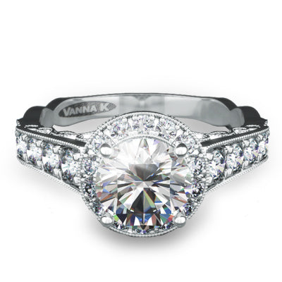 Vintage Inspired Diamond Pave Set Solea Ring Style 18RGL00436DCZ