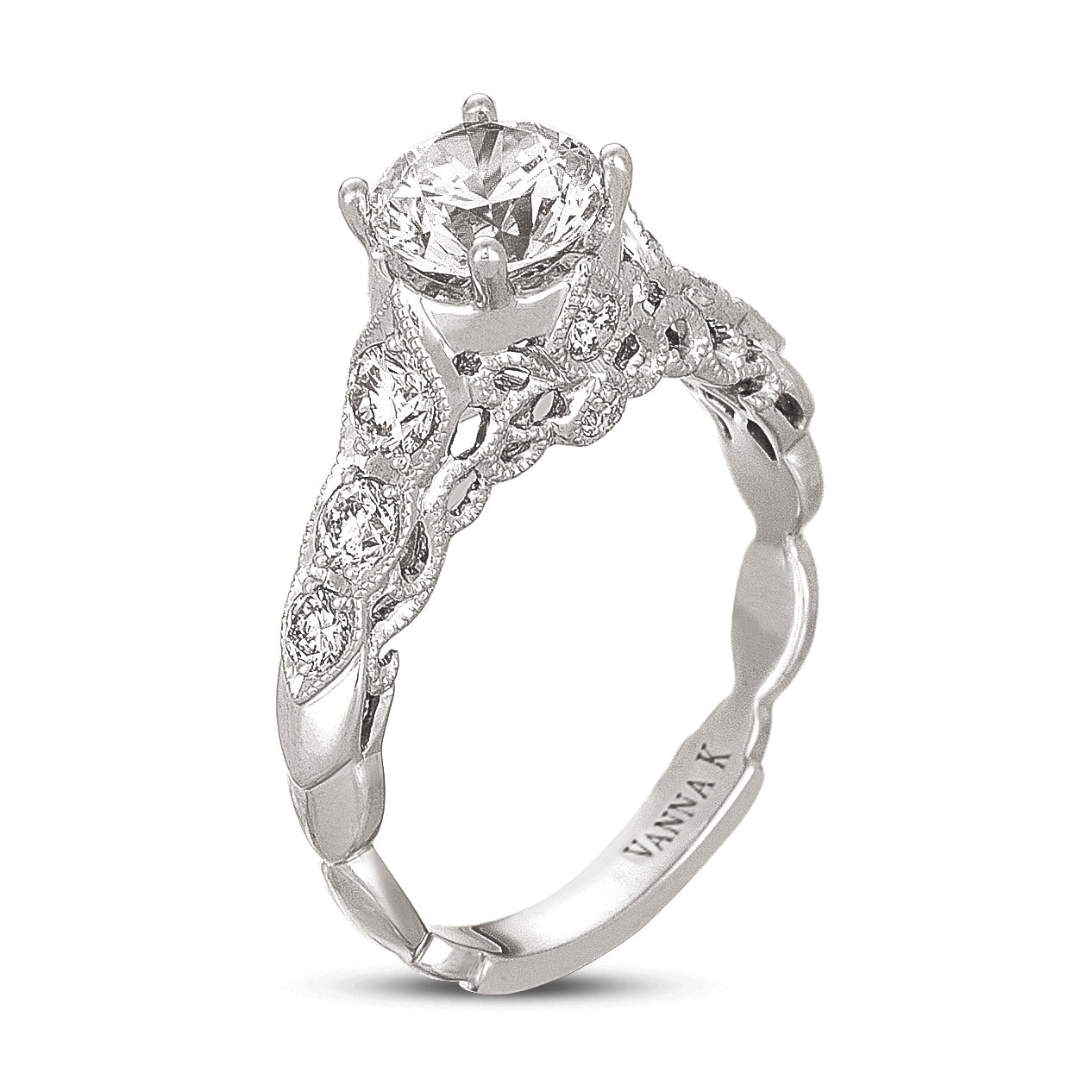 Vintage Inspired Diamond Pave Set Solea Ring Style 18RGL00592DCZ