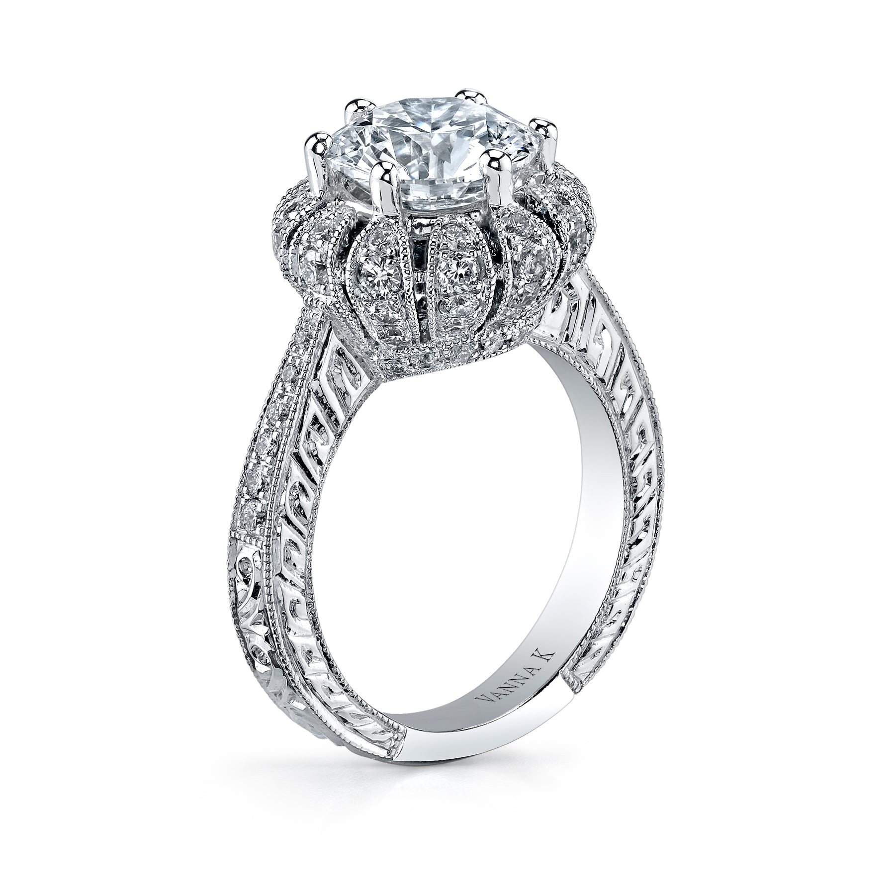 Hand Engraved Perfect Profile Diamond Ring Style 18RO23932DCZ
