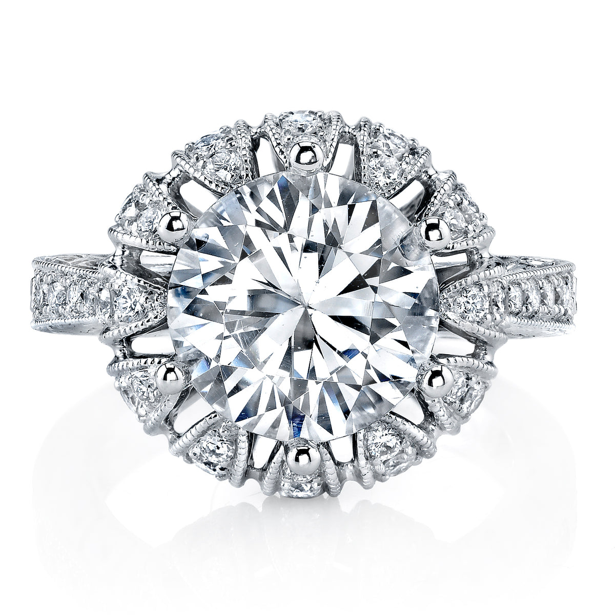 Hand Engraved Perfect Profile Diamond Ring Style 18RO23932DCZ