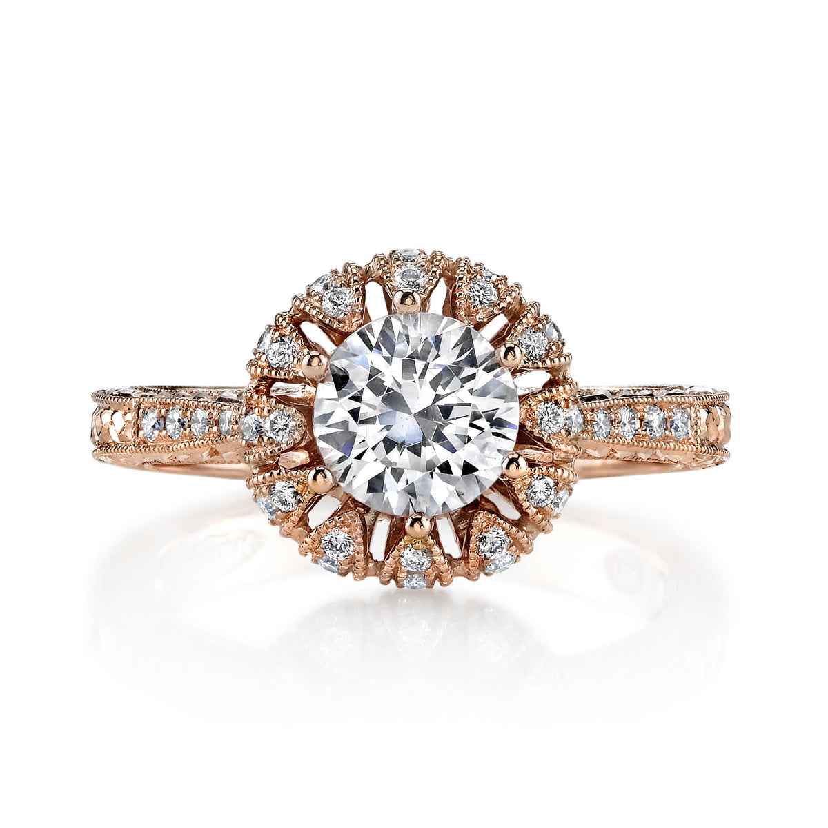 Hand Engraved Perfect Profile Diamond Ring Style 18RO23931PDCZ