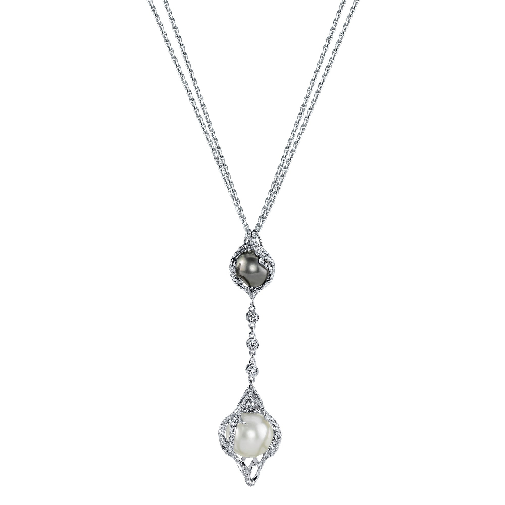 Di Mare Rare Pearl and Diamond Necklace Jewelry Style 18PN189D