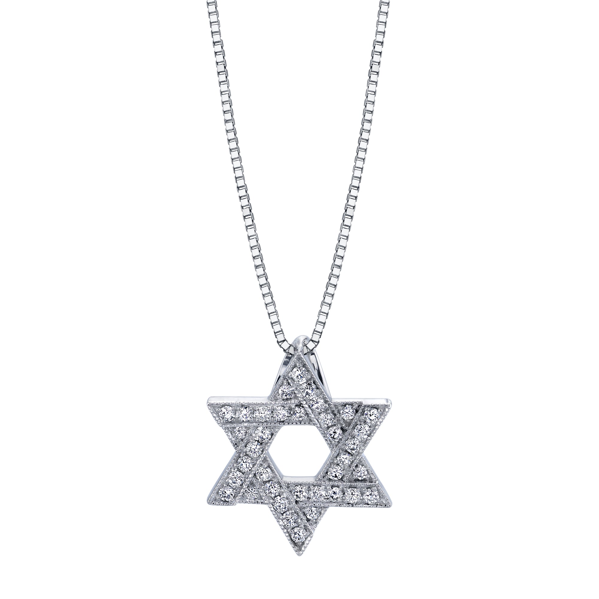 Star of David Diamond Pendant Necklace 14P121D