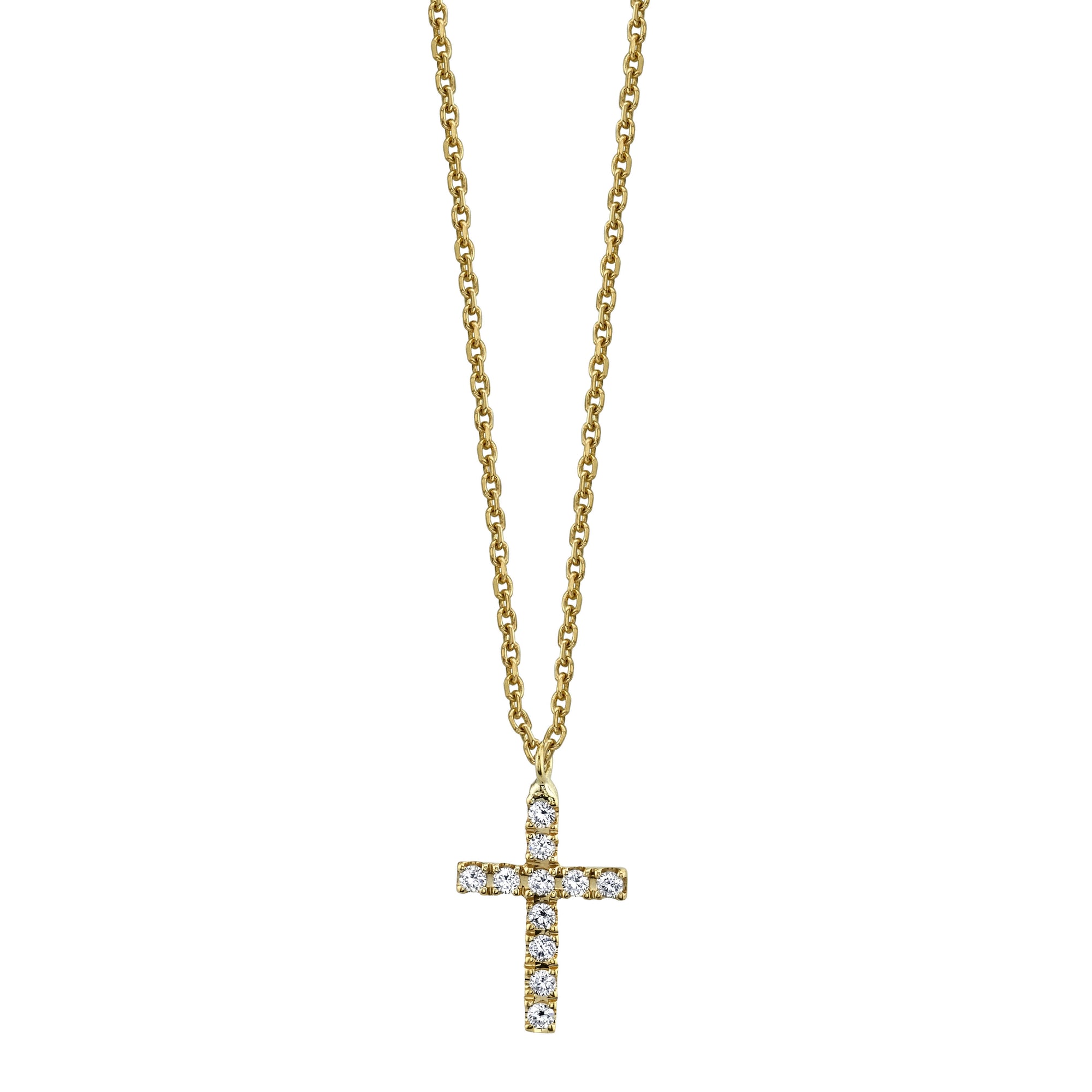 Yellow Diamond Cross Pendant Necklace 14P259YD