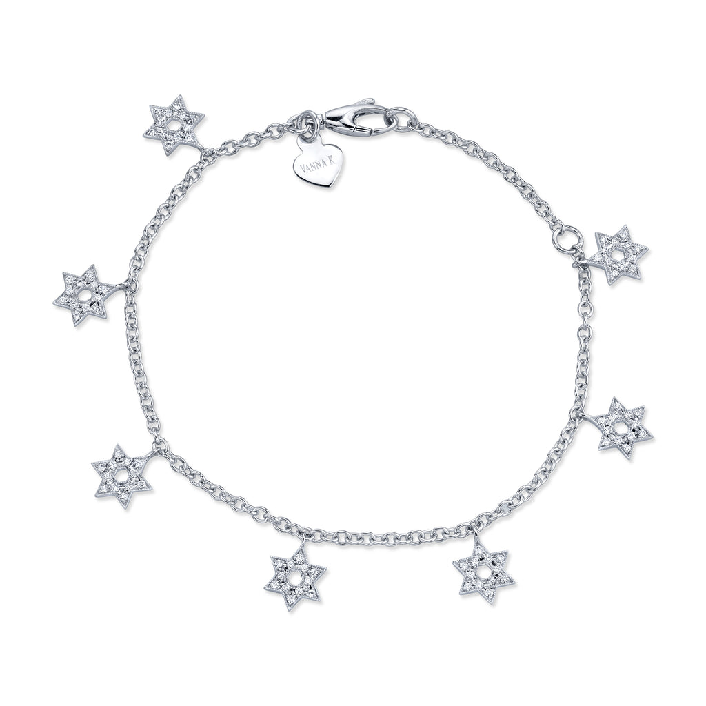 Star of David Diamond Charm Bracelet 14B393WD