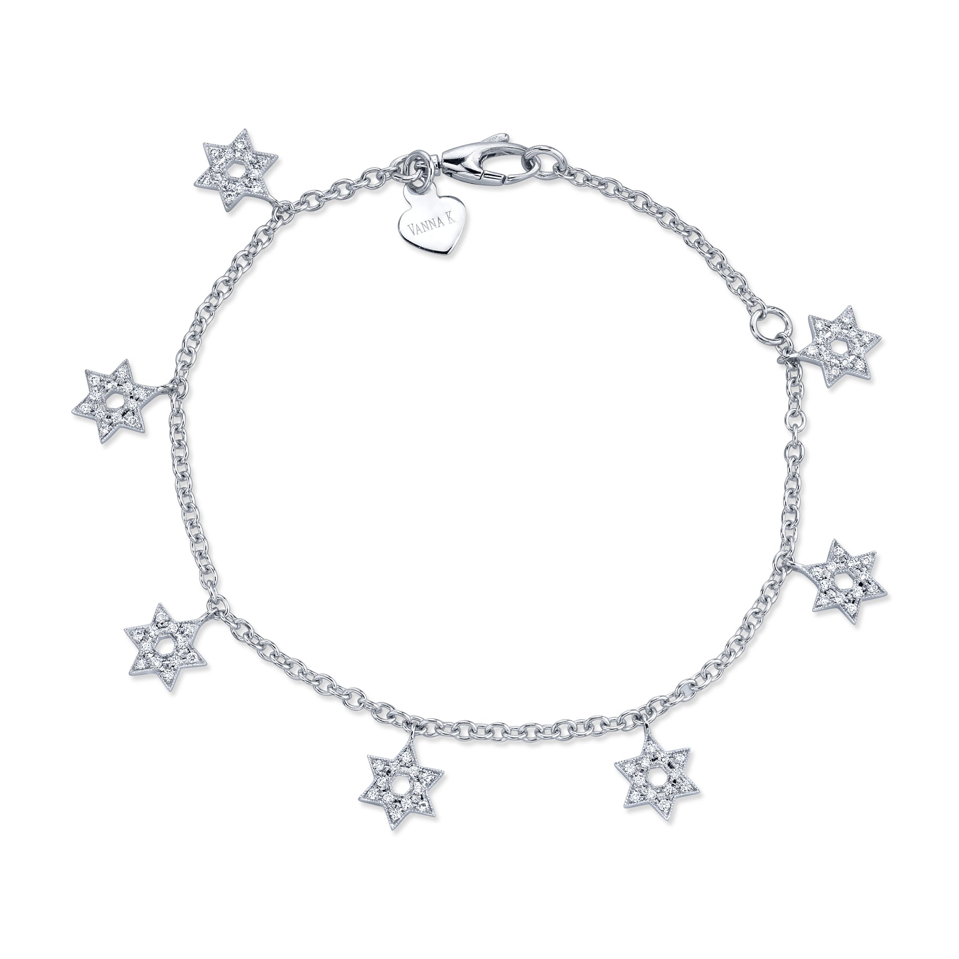 Star of David Diamond Charm Bracelet 14B393WD