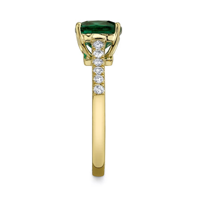 14K Yellow Gold Fashion Diamond And Emerald Ring